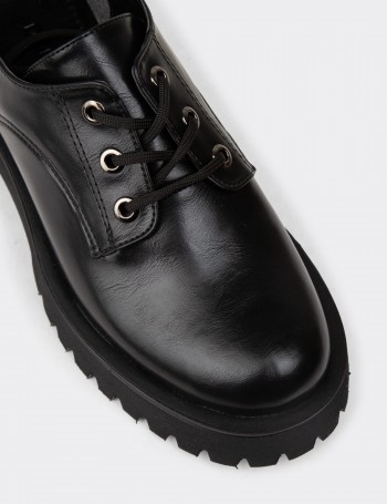 Women's Black Lace-up Shoes