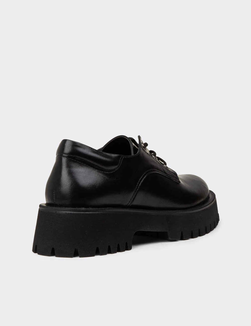 Women's Black Lace-up Shoes - KP001ZSYHE01