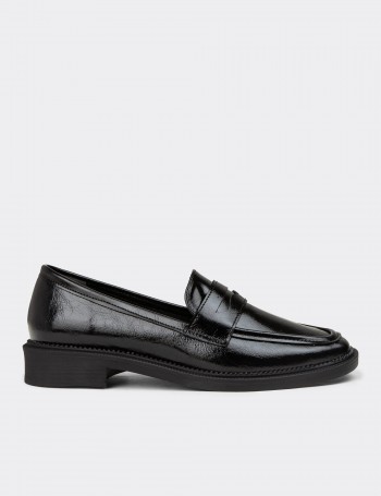 Women's Black Patent Moccasins
