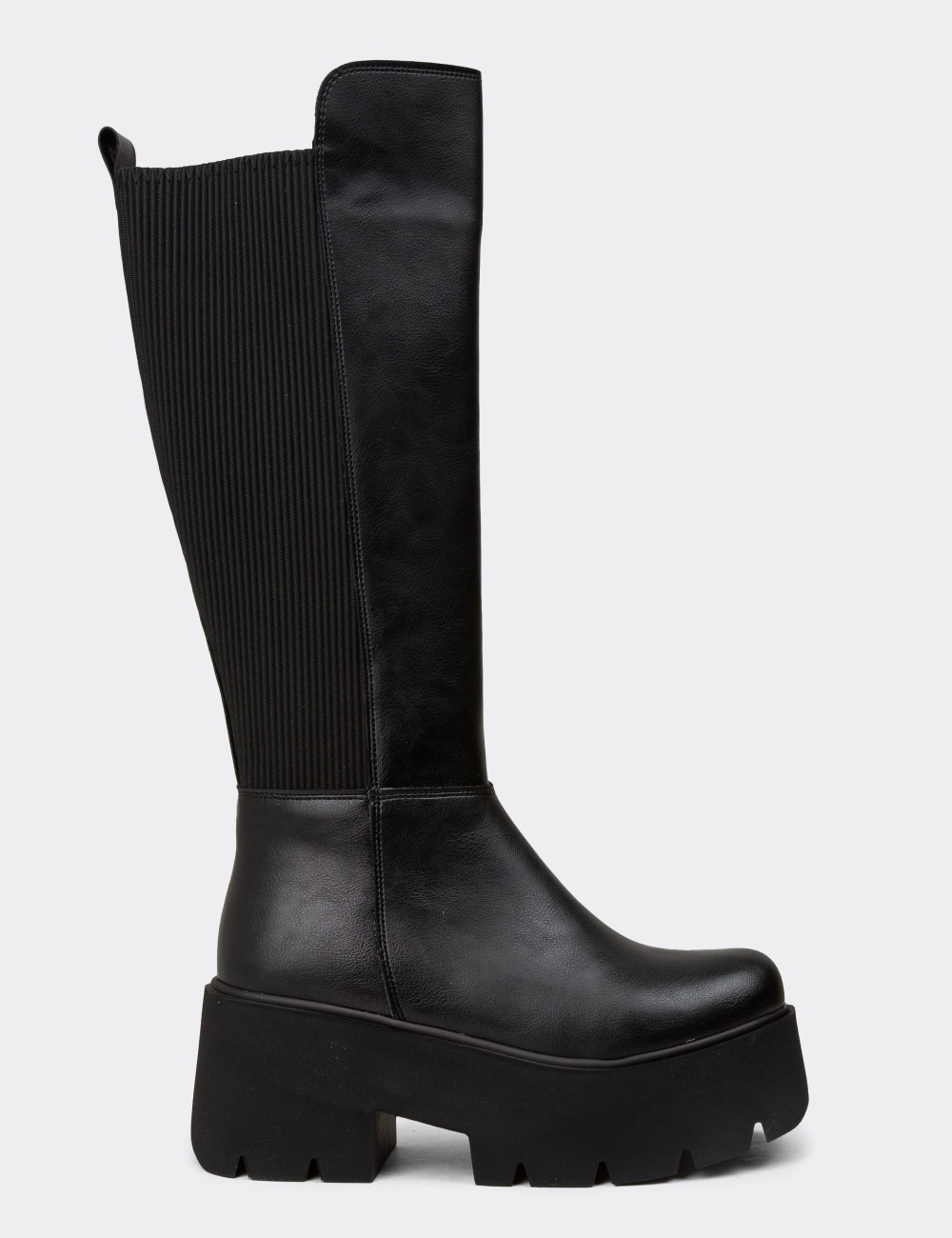 Women's Black Platform Boots - K6070ZSYHE01