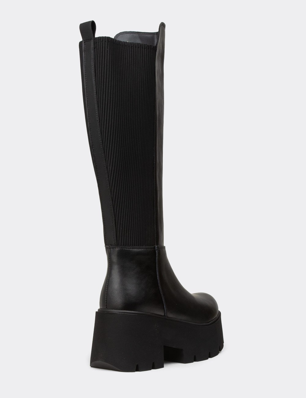 Women's Black Platform Boots - K6070ZSYHE01