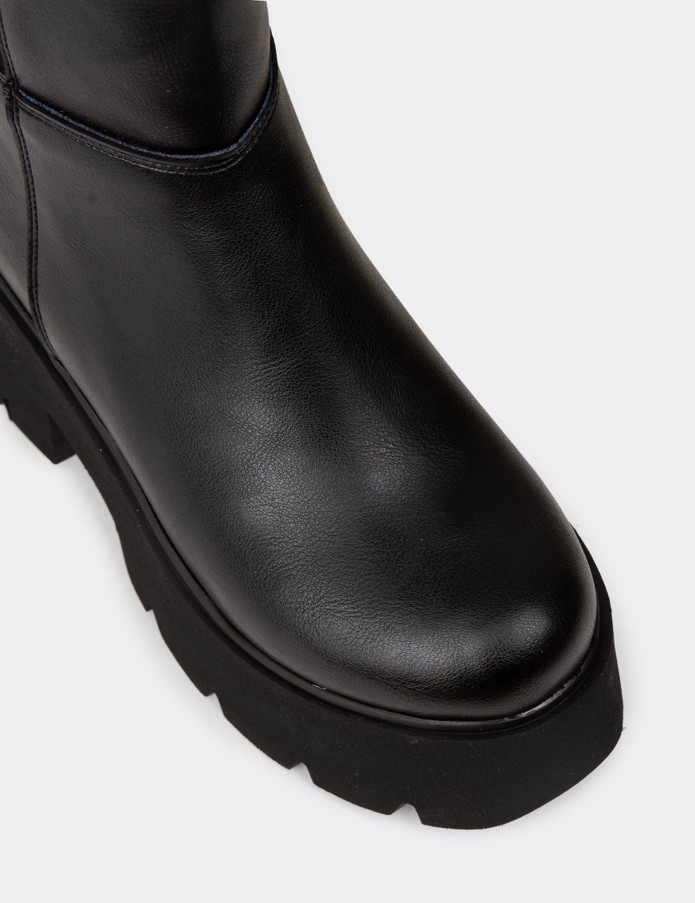 Women's Black Platform Boots - K6070ZSYHE01