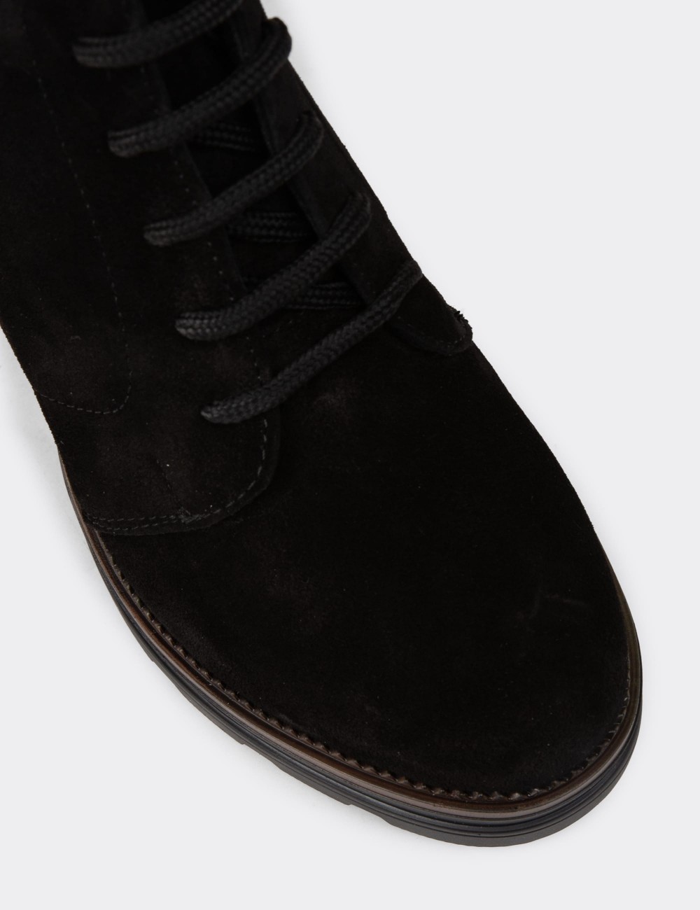 Women's Black Suede Leather Platform Boots - N7021ZSYHC01