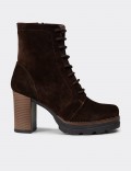 Women's Brown Suede Leather Platform Boots