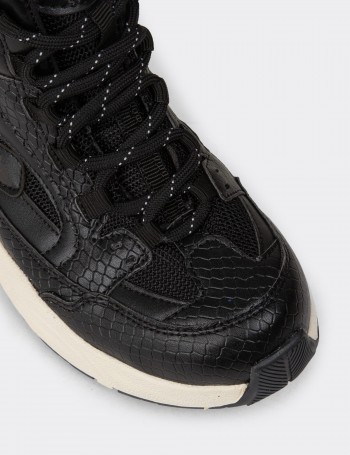 Women's Black Sneaker Boots - 34150ZSYHC01