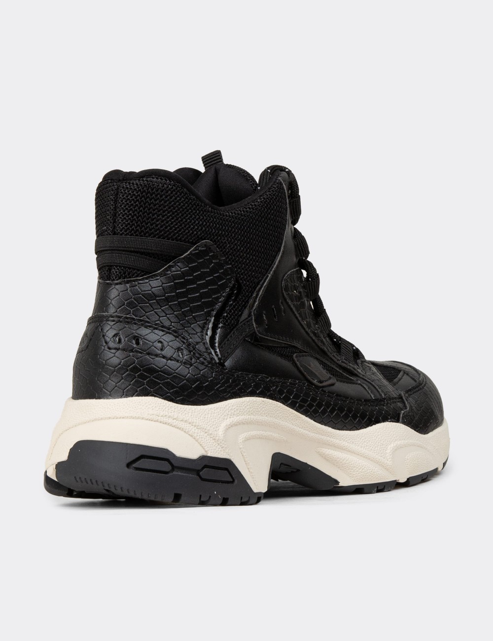 Women's Black Sneaker Boots - 34150ZSYHC01