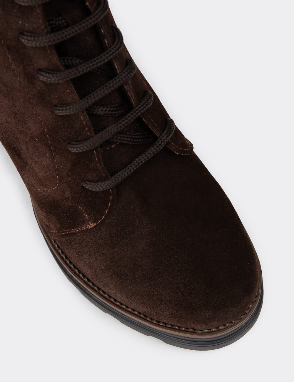 Women's Brown Suede Leather Platform Boots - N7021ZKHVC01