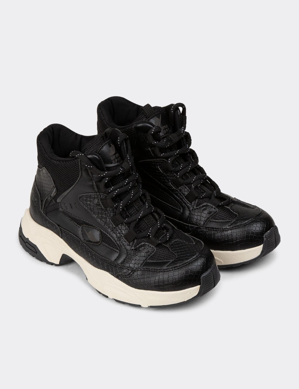 Women's Black Sneaker Boots - 34150ZSYHC01