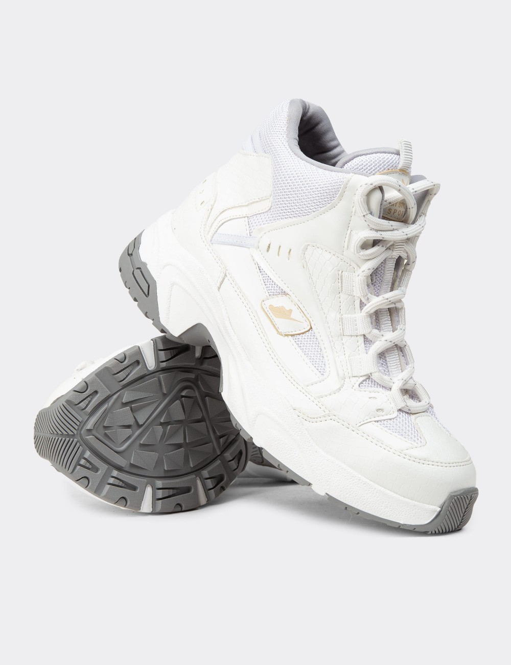Women's White Sneakers Boots - 34150ZBYZC01