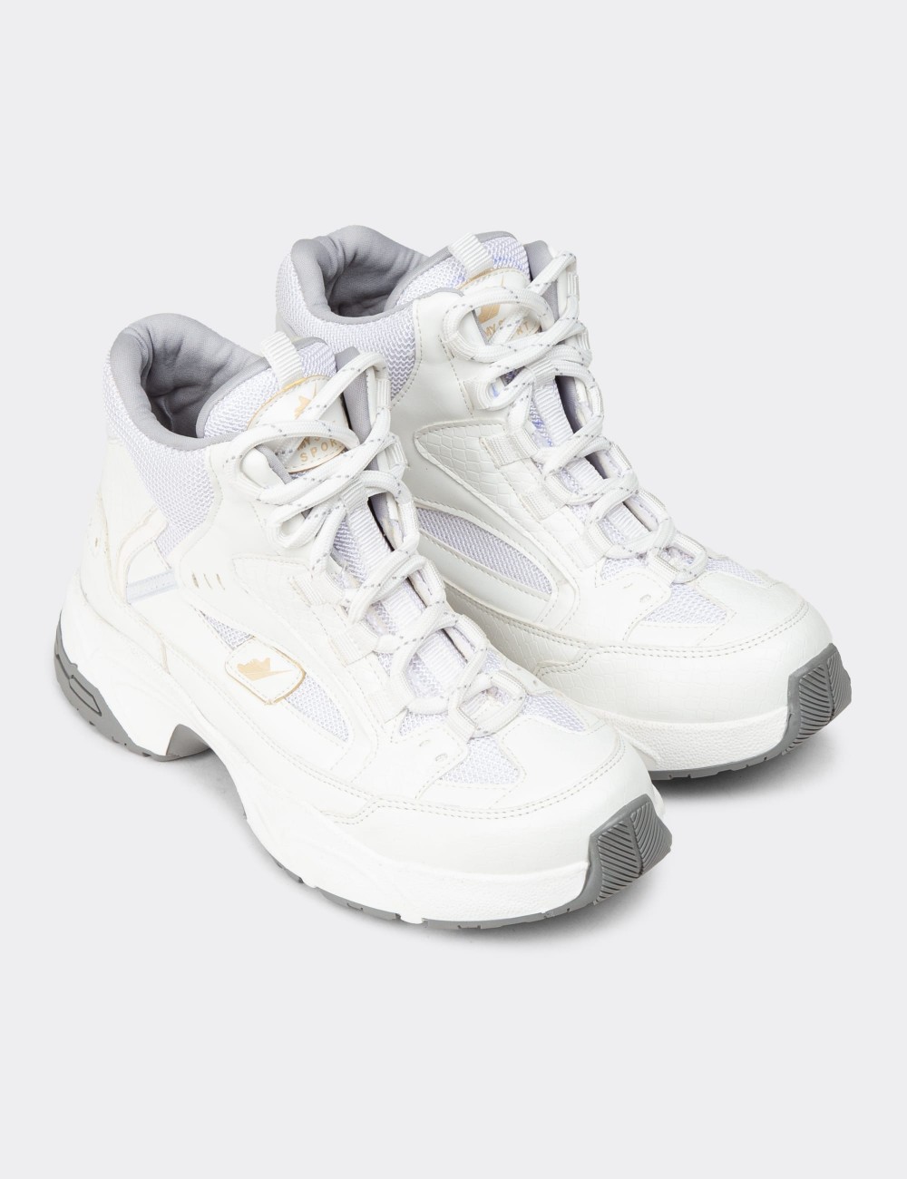 Women's White Sneakers Boots - 34150ZBYZC01