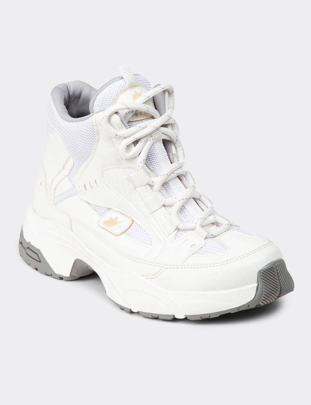 Women's White Sneakers Boots - 34150ZBYZC01