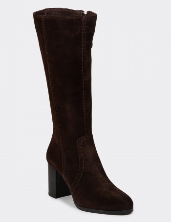 Women's Brown Suede Leather Boots