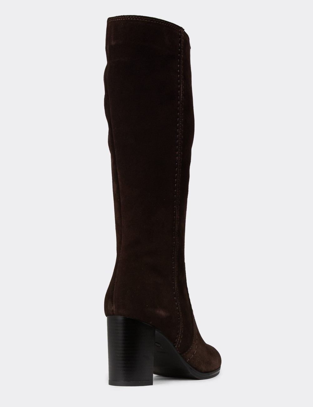 Women's Brown Suede Leather Boots - A3282ZKHVC01