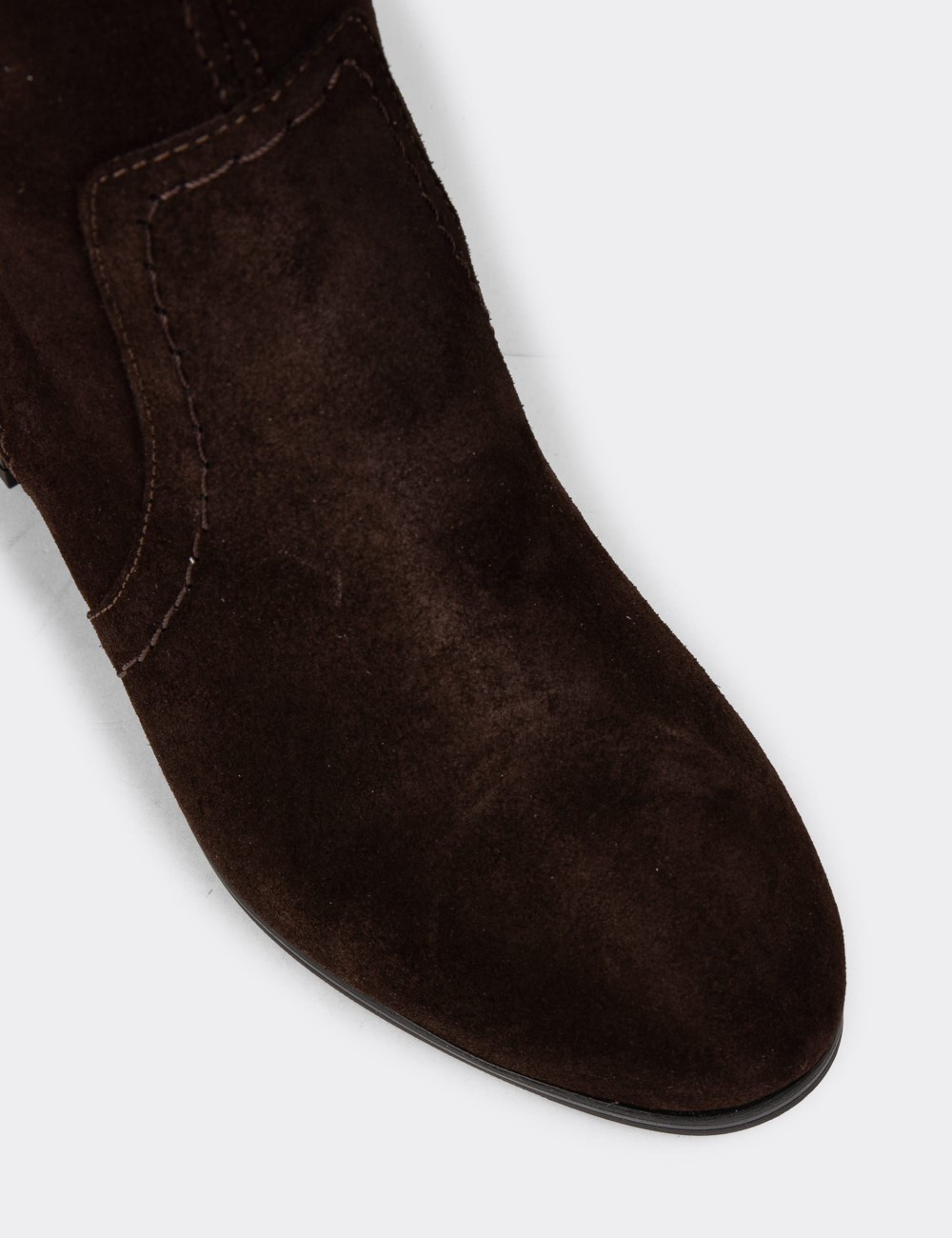 Women's Brown Suede Leather Boots - A3282ZKHVC01