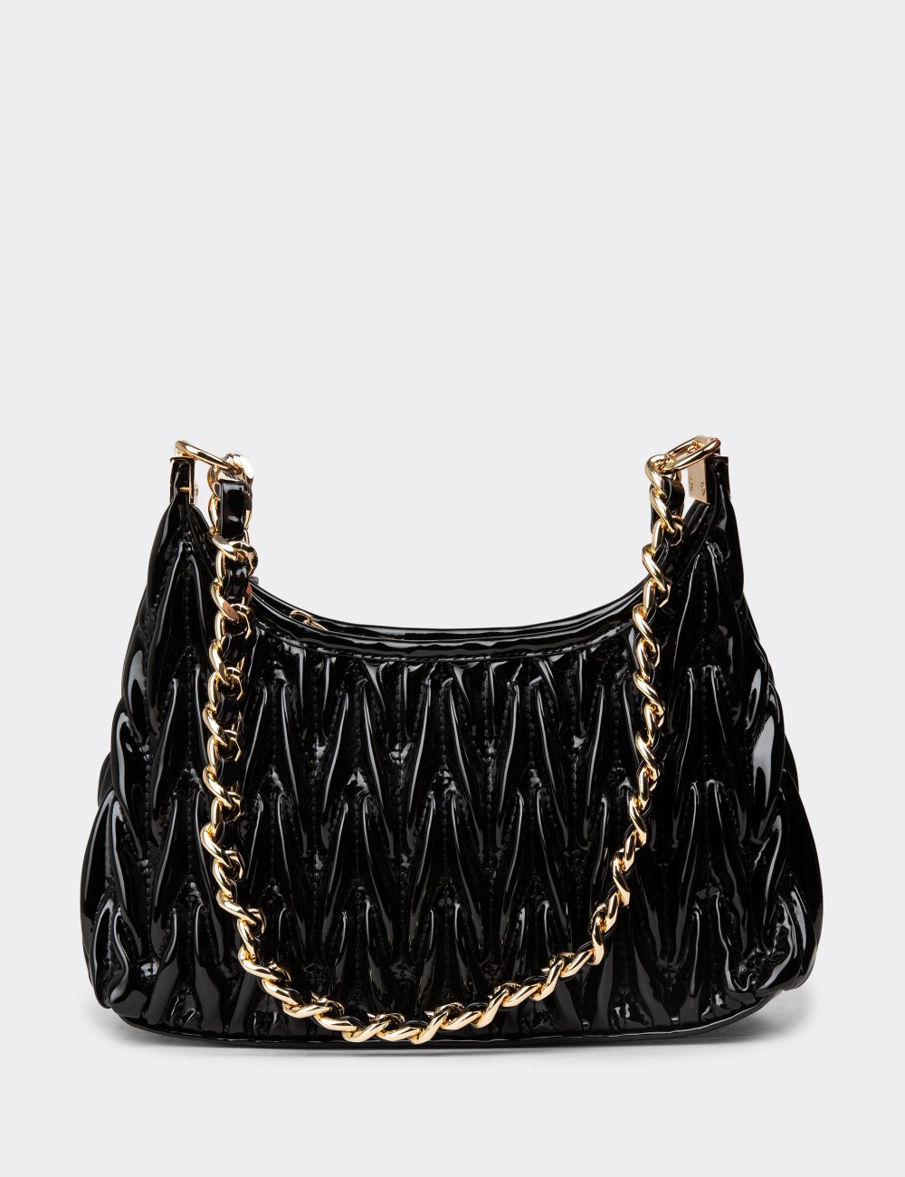 Black Patent Shoulder Bag - K2698ZSYHY02