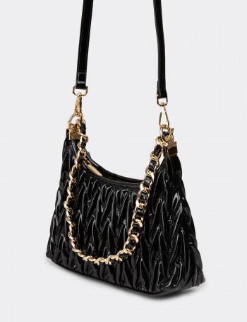 Black Patent Shoulder Bag - K2698ZSYHY02