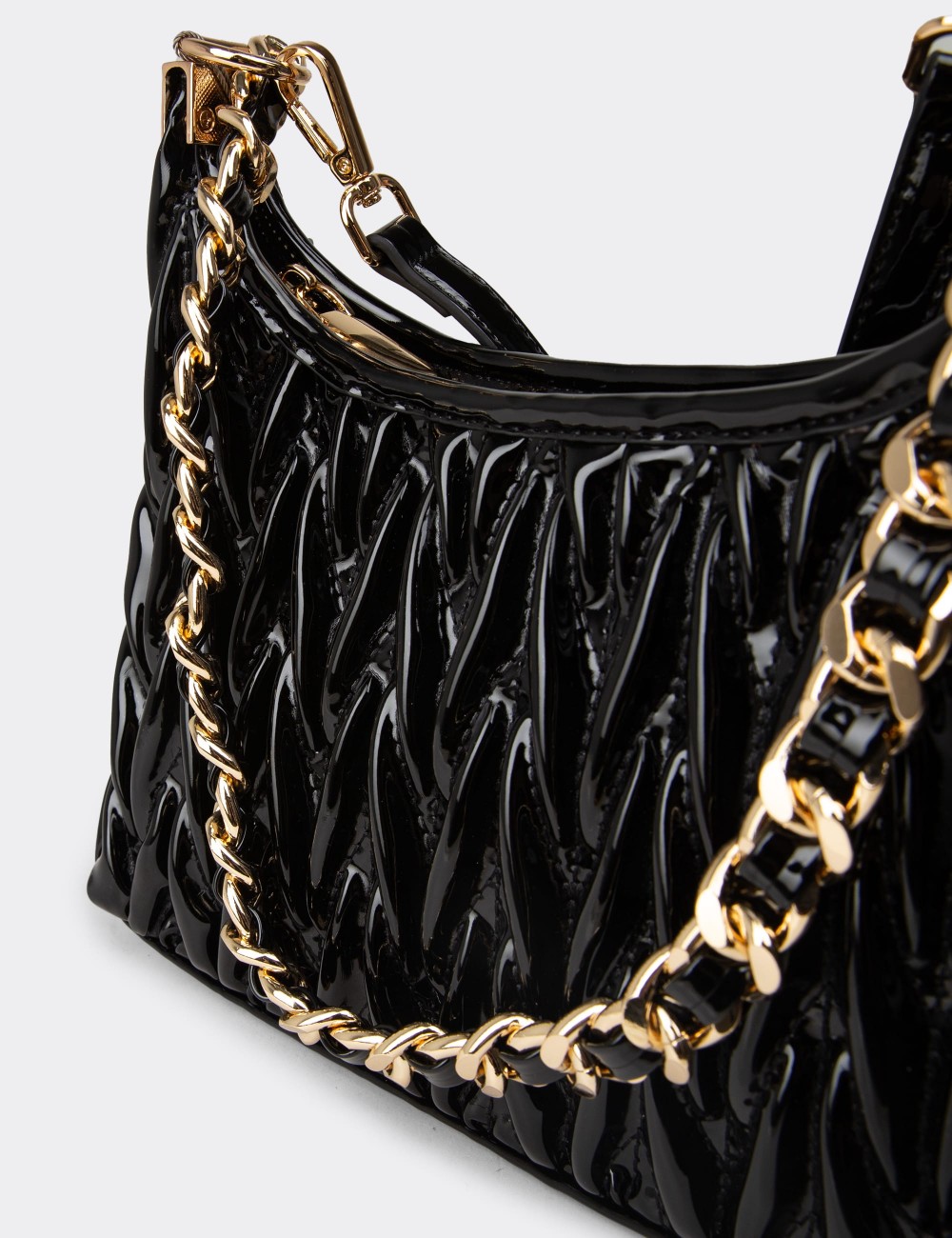 Black Patent Shoulder Bag - K2698ZSYHY02