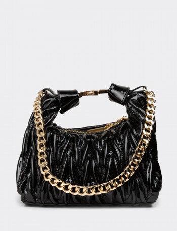 Black Patent Shoulder Bag - K6985ZSYHY01