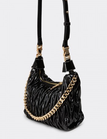 Black Patent Shoulder Bag - K6985ZSYHY01