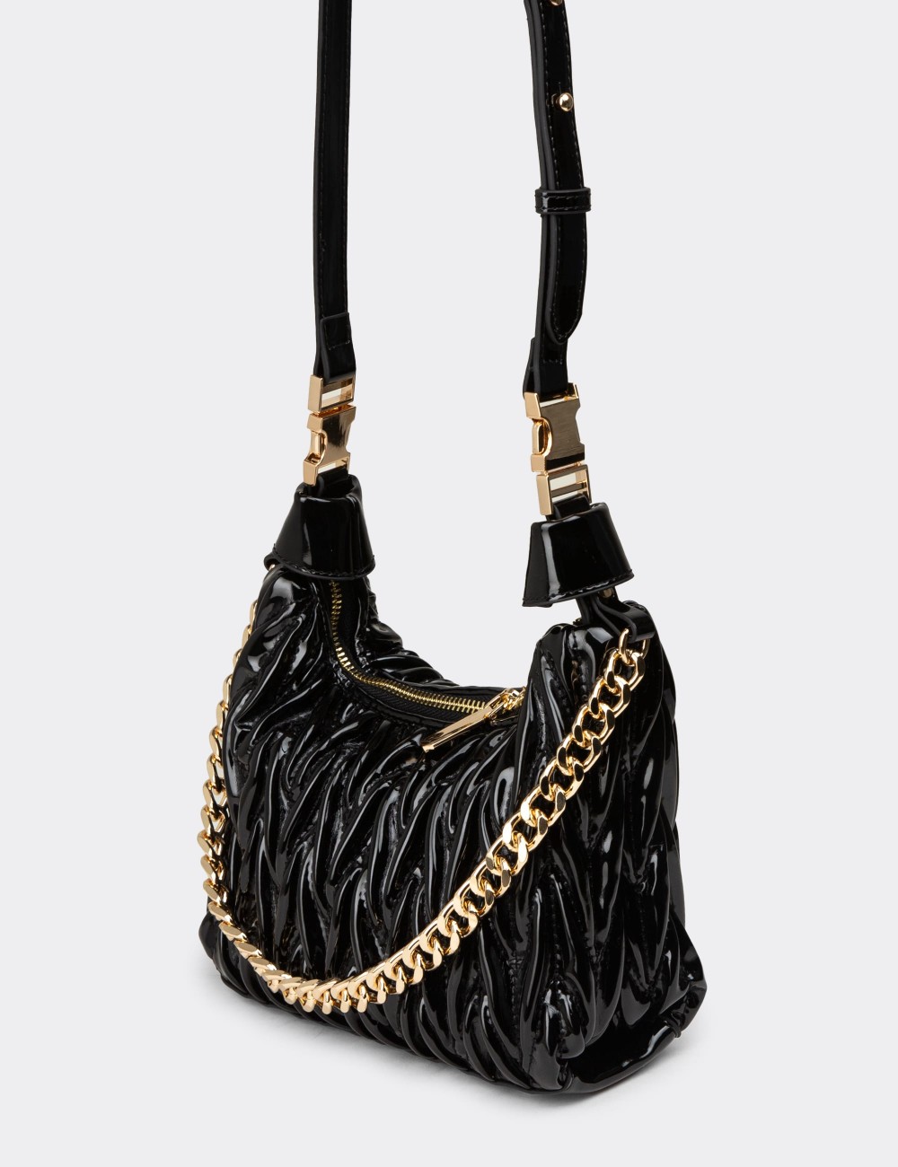 Black Patent Shoulder Bag - K6985ZSYHY01