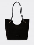 Black Suede Leather Shoulder Bag
