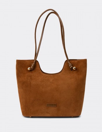 Tan Suede Leather Shoulder Bag - K7459ZTBAY01