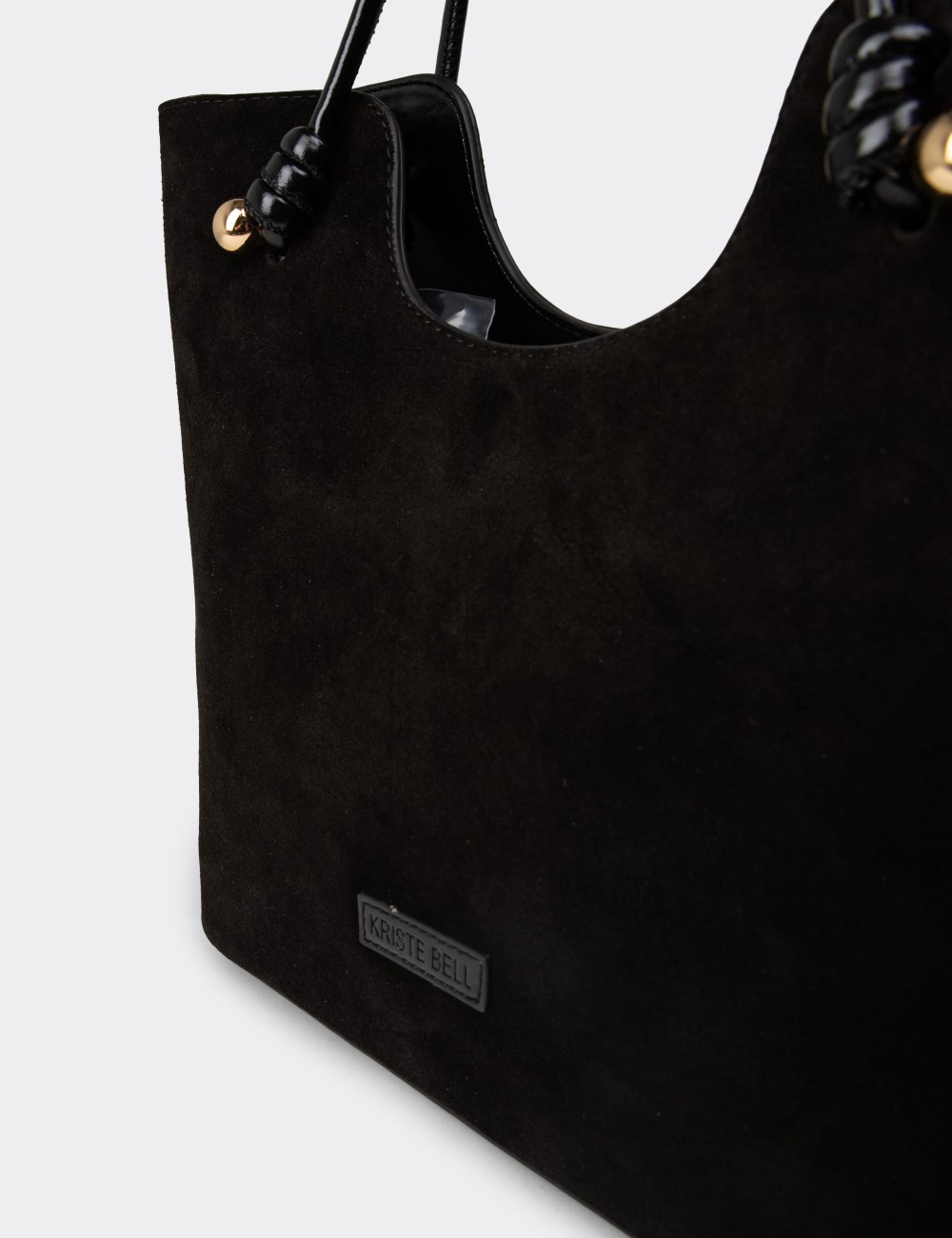 Black Suede Leather Shoulder Bag - K7459ZSYHY01
