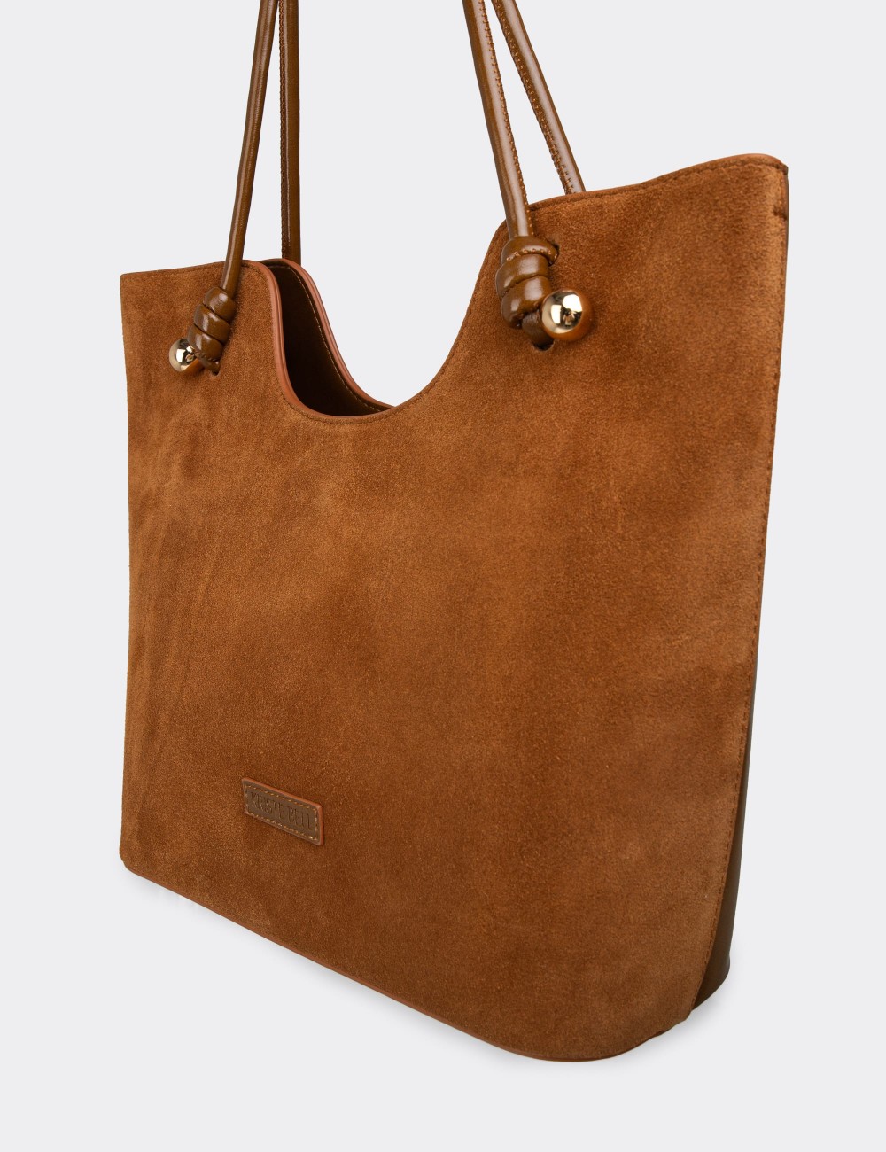 Tan Suede Leather Shoulder Bag - K7459ZTBAY01