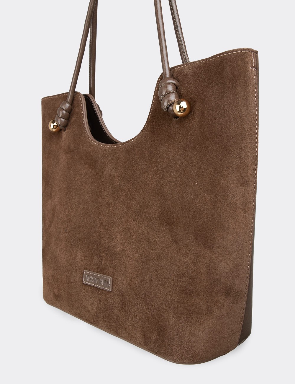 Sandstone Suede Leather Shoulder Bag - K7459ZVZNY01