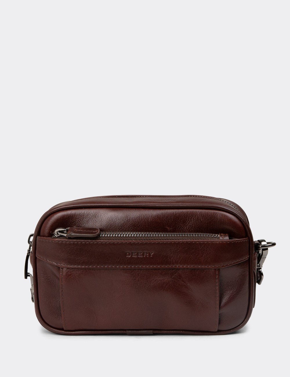 Men's Burgundy Leather Handbag - 08408MBRDY01
