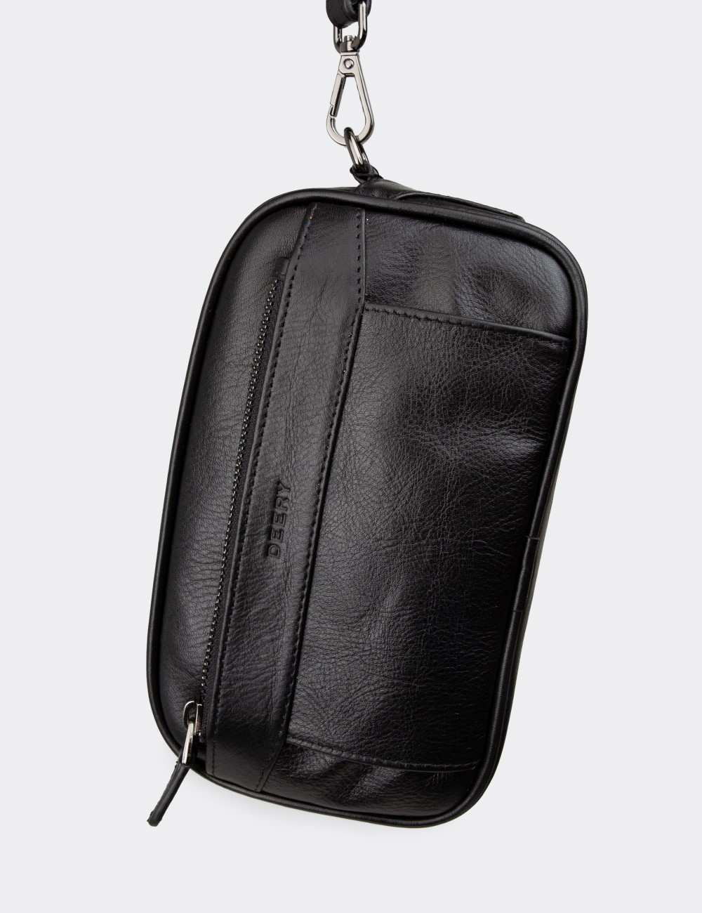Men’s Black Leather Handbag - 08408MSYHY01