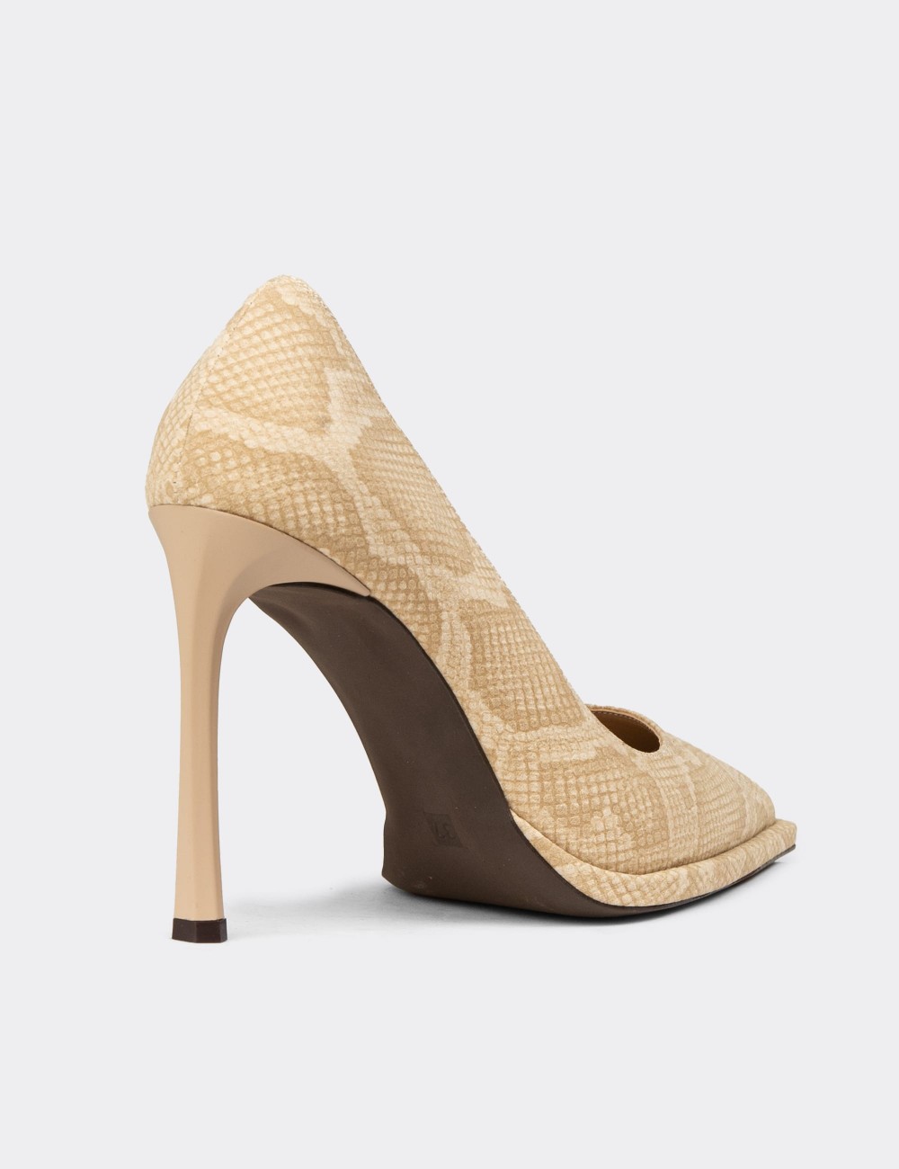 Women's Beige Snake Print Stiletto - K1251ZBEJC01