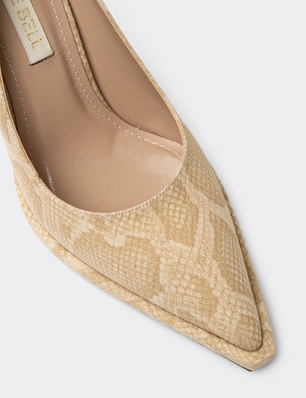 Women's Beige Snake Print Stiletto - K1251ZBEJC01