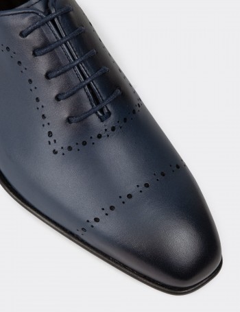 Men's Navy Leather Dress Shoes