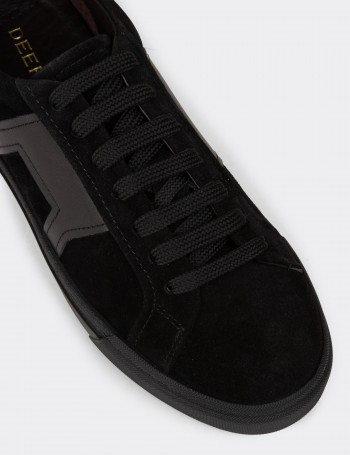 Men's Black Suede Leather Sneakers