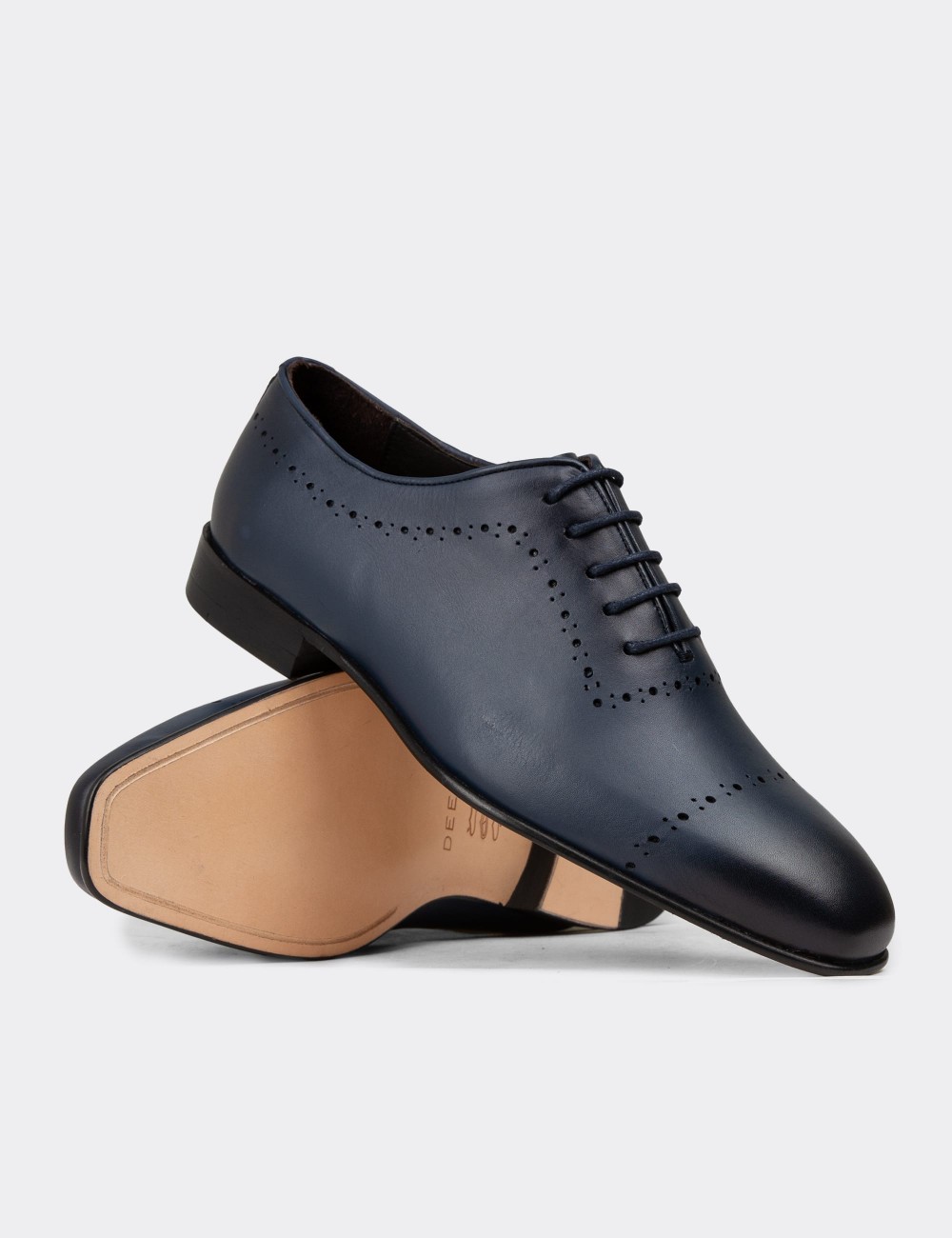 Men's Navy Leather Dress Shoes - 00491MLCVK01