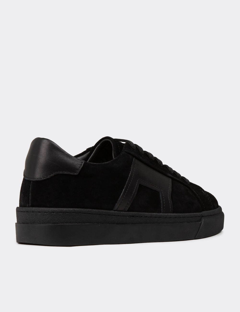 Men's Black Suede Leather Sneakers - 02002MSYHC06