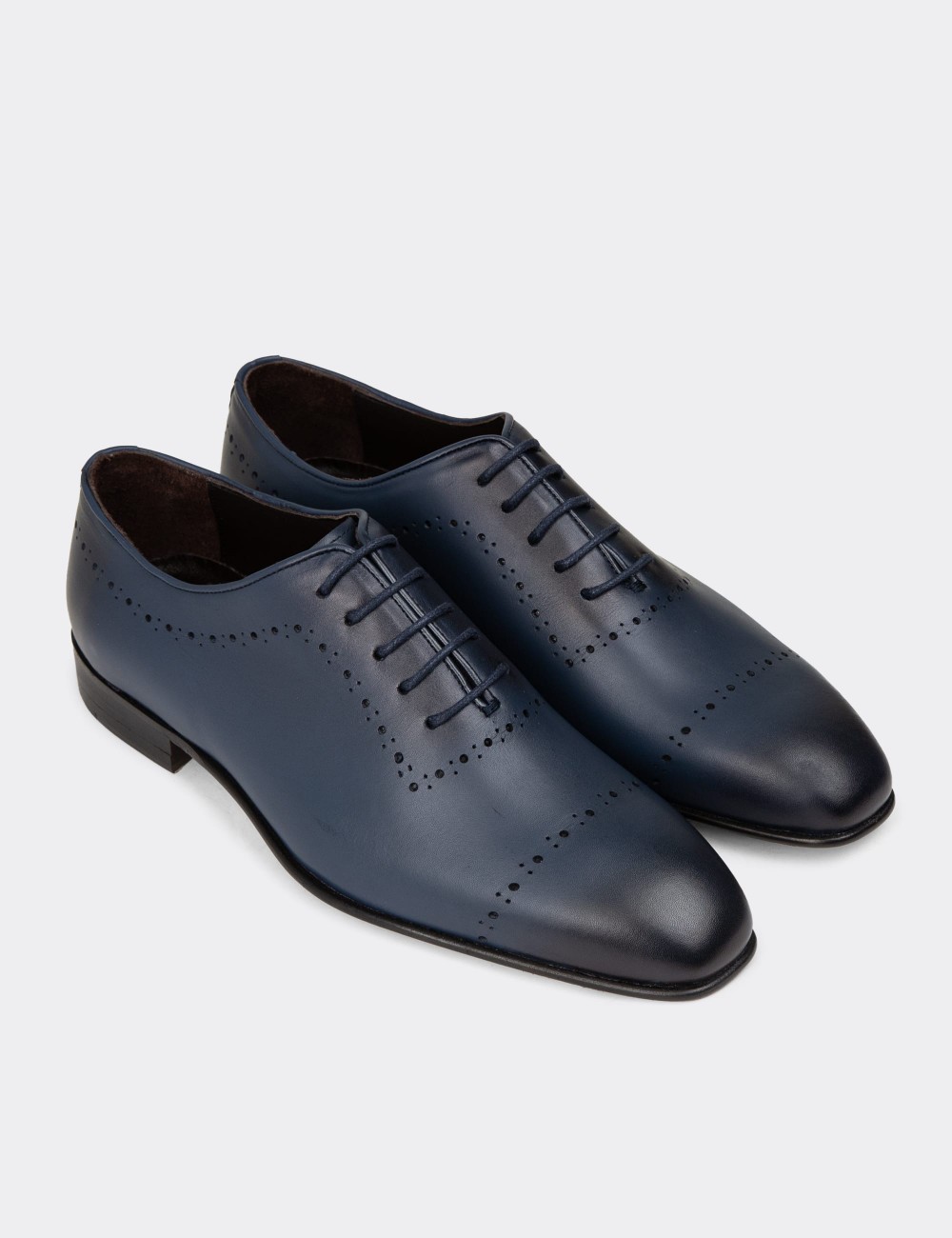 Men's Navy Leather Dress Shoes - 00491MLCVK01
