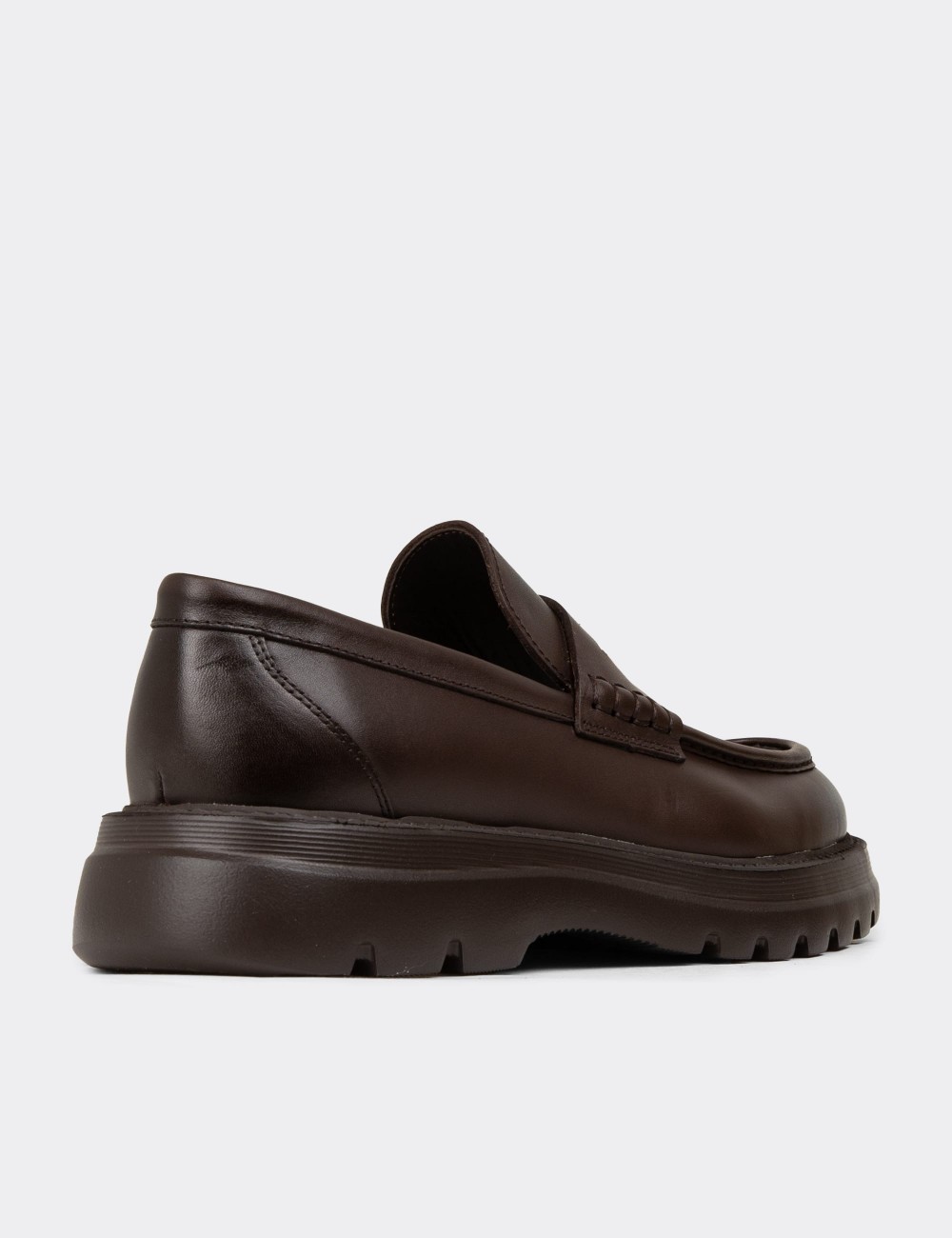 Men's Brown Leather Loafers - 02006MKHVE01