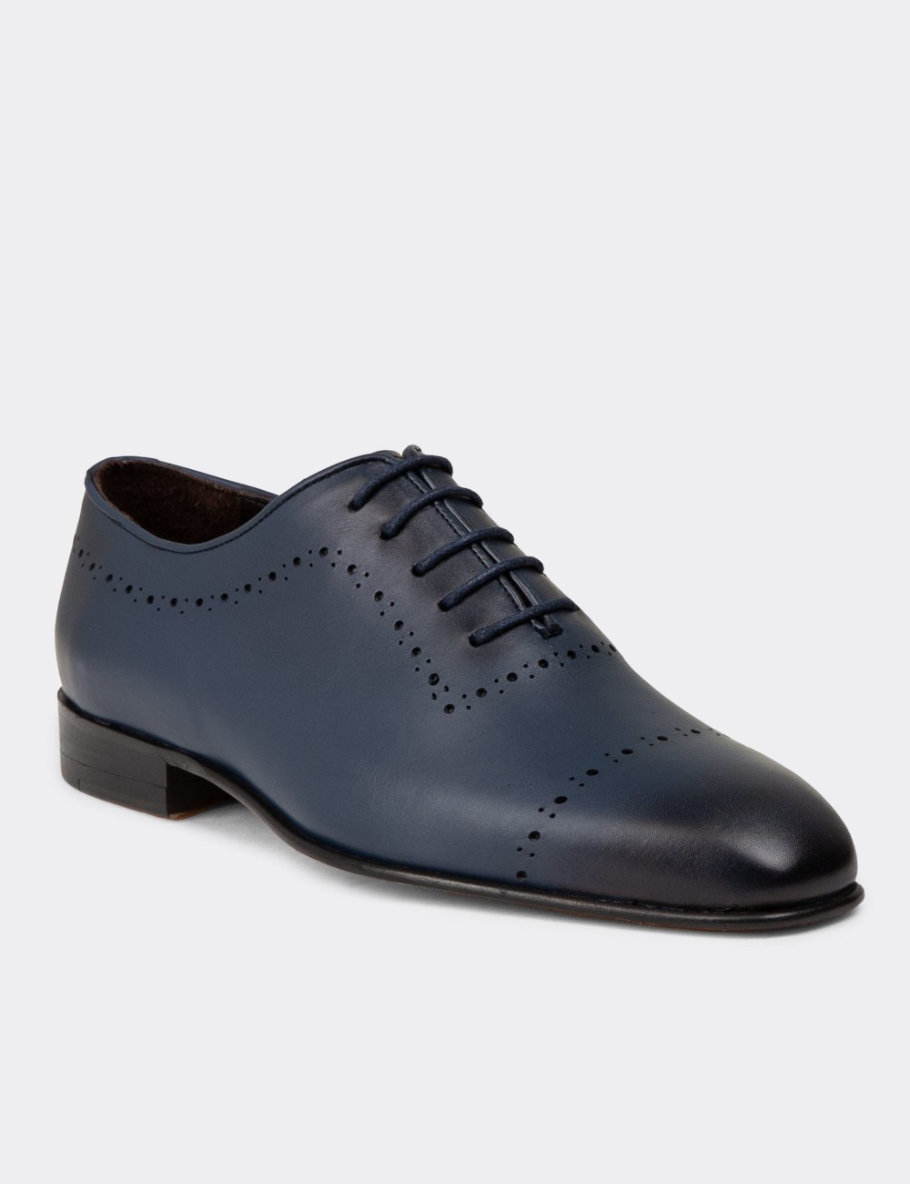 Men's Navy Leather Dress Shoes - 00491MLCVK01