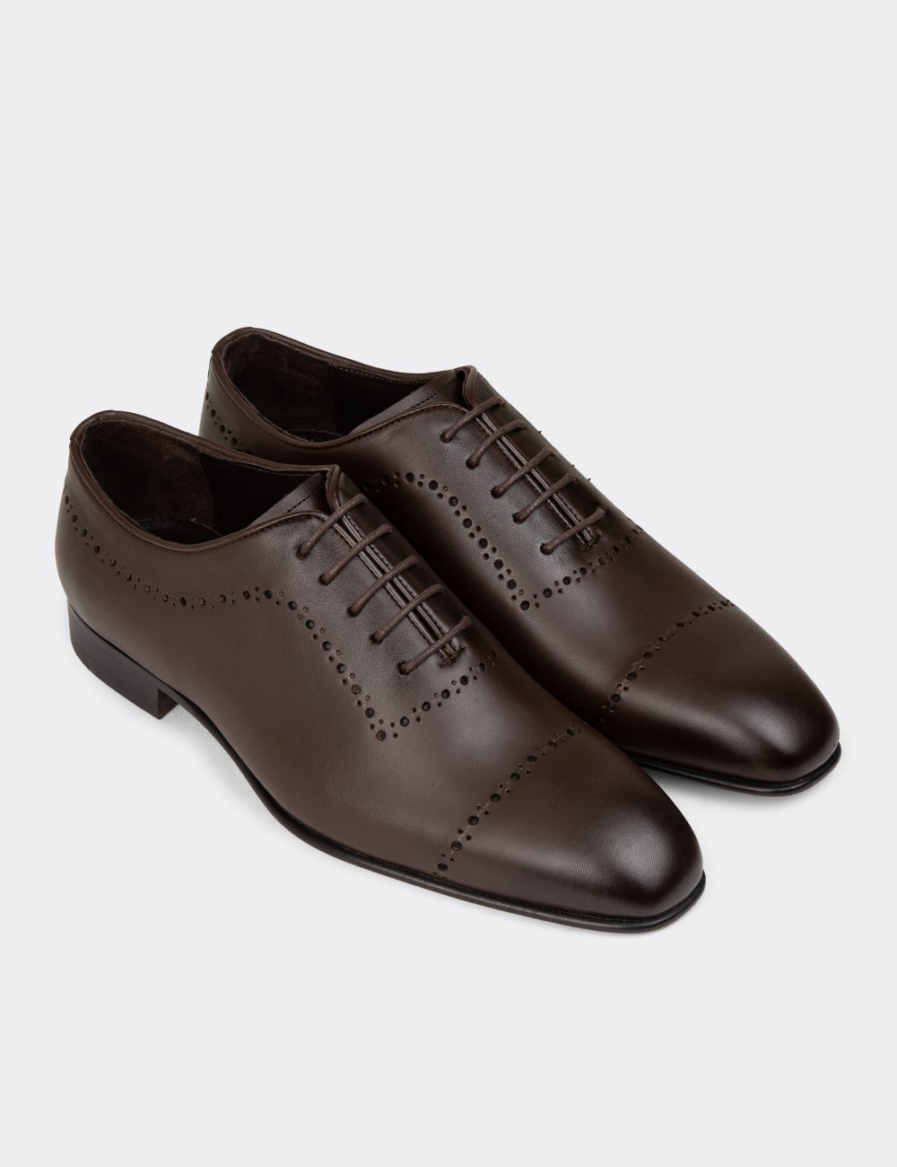 Men's Brown Leather Traditional Shoes - 00491MKHVK01