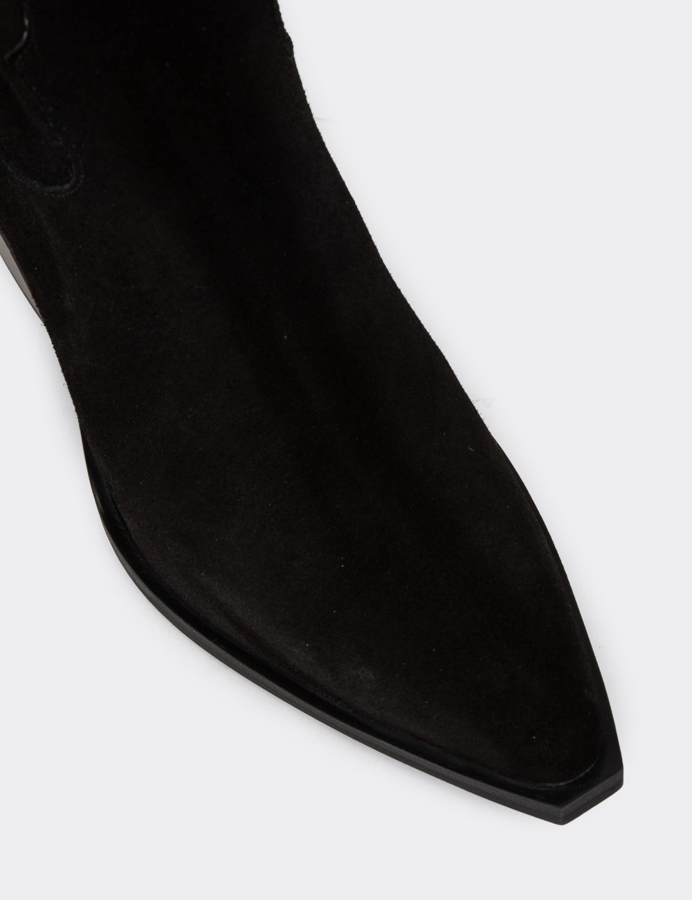 Women's Black Suede Leather Western Boots - Z1614ZSYHC01