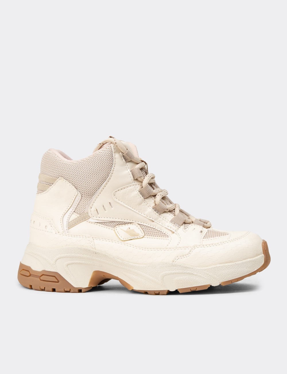 Women's Beige Leather Sneakers - 34150ZBEJC01