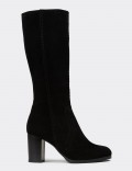 Women's Black Suede Leather Boots
