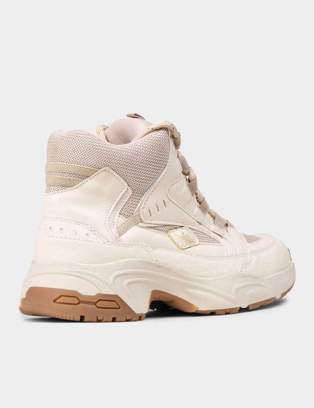 Women's Beige Leather Sneakers - 34150ZBEJC01