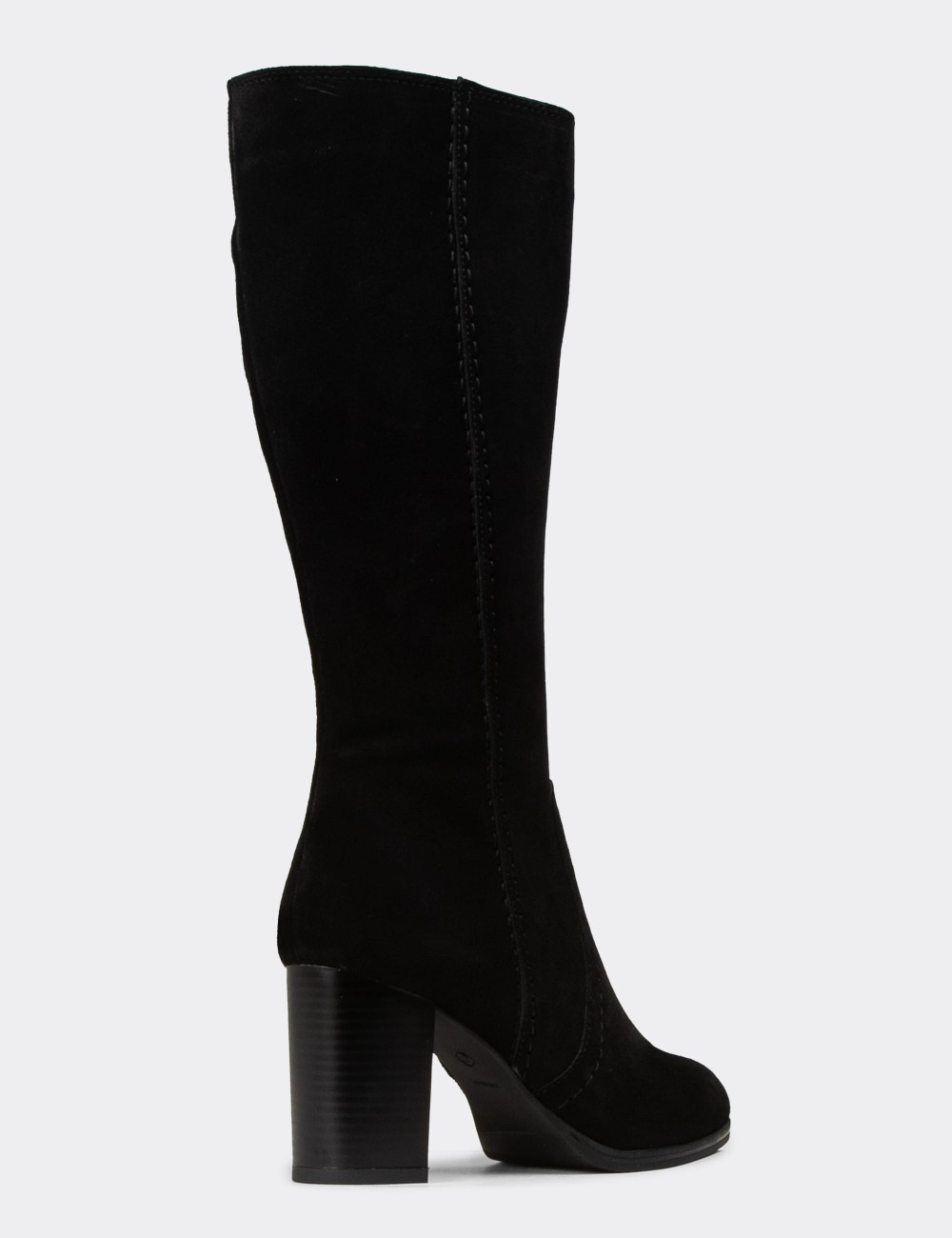 Women's Black Suede Leather Boots - A3282ZSYHC01