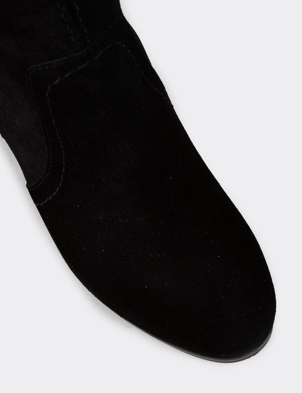 Women's Black Suede Leather Boots - A3282ZSYHC01