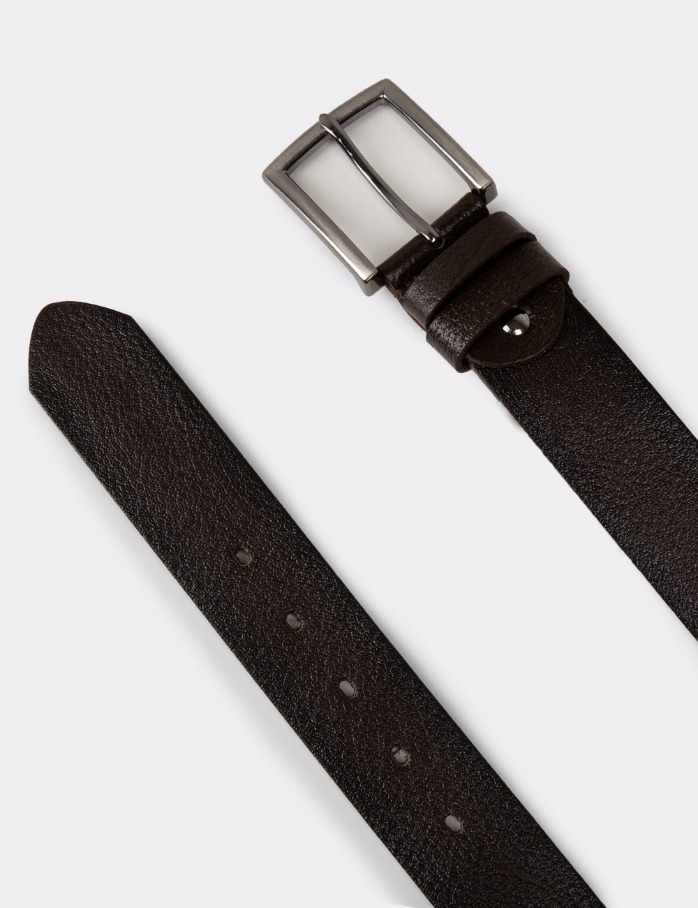 Leather Brown Men's Belt - TB002MKHVW01
