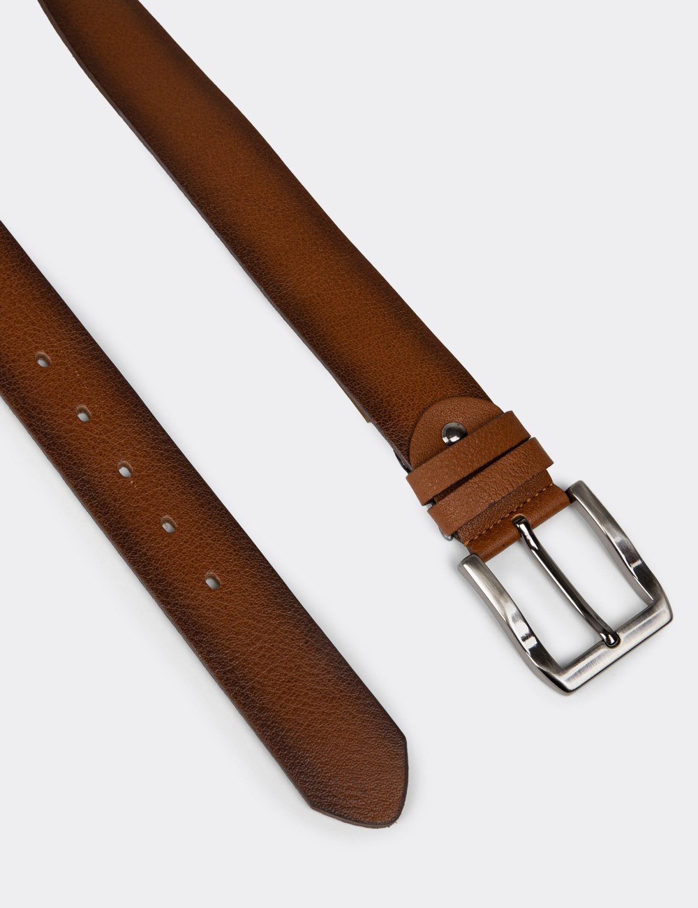 Leather Tan Men's Belt - TB002MTBAW01