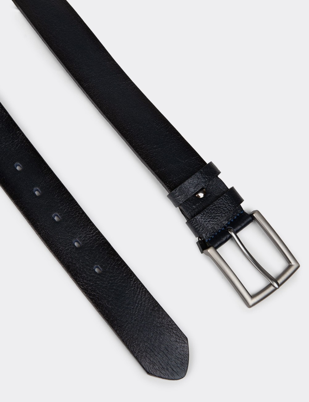 Leather Navy Men's Belt - TB002MLCVW01